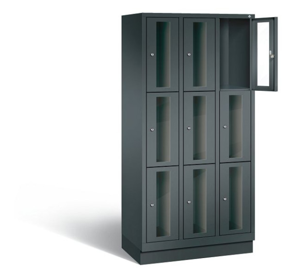 C+P Schließfachschrank Classic, 9 Fächer, H1800xB900xT500 mm, Anthrazit, 8020A303 S10028