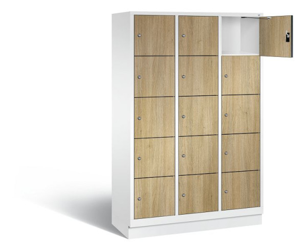 C+P lockerkast Evolo, H1800xB1200xD500mm, kleur: verkeerswit / decor eiken Sereno, 48020-325 S10134