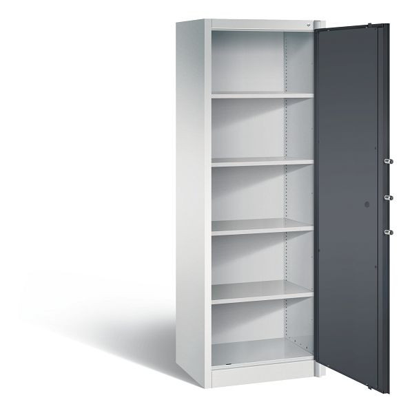 C+P brandbeveiligingskast Certos, H1950xB650xD500mm, kleur: lichtgrijs / zwartgrijs, handgreep, 5 OH, 1161-000 S10136