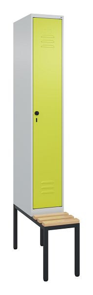 C+P luierkastje Classic PLUS, met onderbank, 2120x300x815mm, 7035/0024, draaibare sluiting, beuken zitlat, 0800507-10 S10012