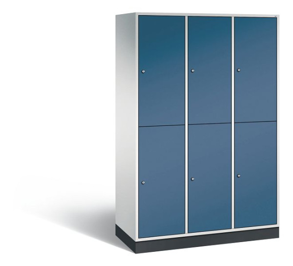 C+P Spind doppelstöckig Intro, 3 Abteile, H1950xB1220xT490 mm, Grau/Fernblau, 8270-302 S10085