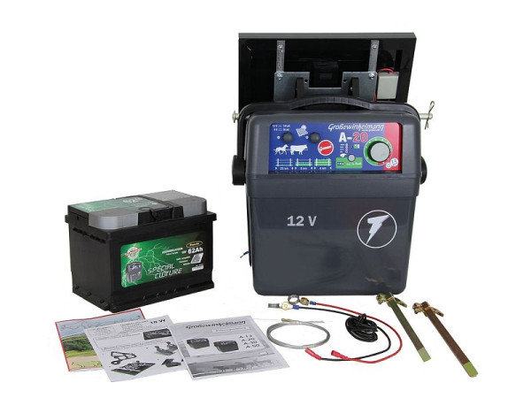 Growi accuapparaat A-20 complete set, incl. zonnepaneel 14 W en accu 62 Ah, 10012480