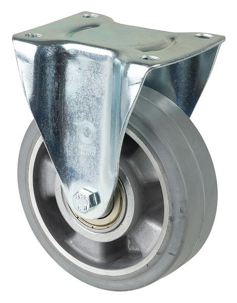 BS rollen transportrol, vaste rol, wielbreedte 40 mm, wiel-Ø 125 mm, draagvermogen 300 kg, grijze elastische banden, aluminium, kogellagers, LB510.B83.125