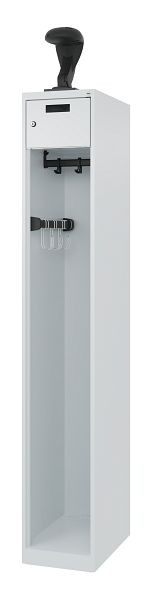 C+P Evolo brandweerkast, model PRAKTUS, 1 compartiment, H1850B300T500 mm, lichtgrijs, helmhouder, 0492015-10 S10003