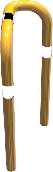 Schak-stootbeschermbeugel 90° aan één zijde rechts, stalen buis Ø 76 mm geel/zwart, hoogte boven de grond: 650 mm, voor inzetting in beton, 477_76BG