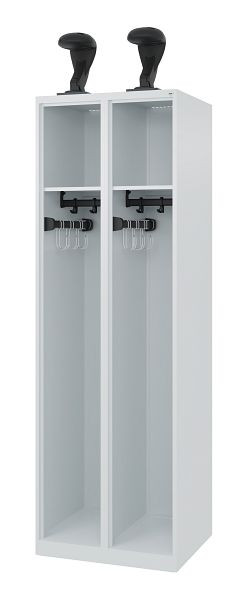 C+P Evolo brandweerkast, model EXPERT, 2 compartimenten, H1850B600T500 mm, lichtgrijs, helmhouder, 0491015-20 S10003