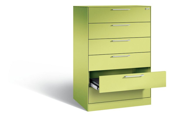 C+P ladekast Asisto, H1310xB800xD600mm, kleur: Viridin groen / Viridin groen, beugelgreep, 146223-624 S10052