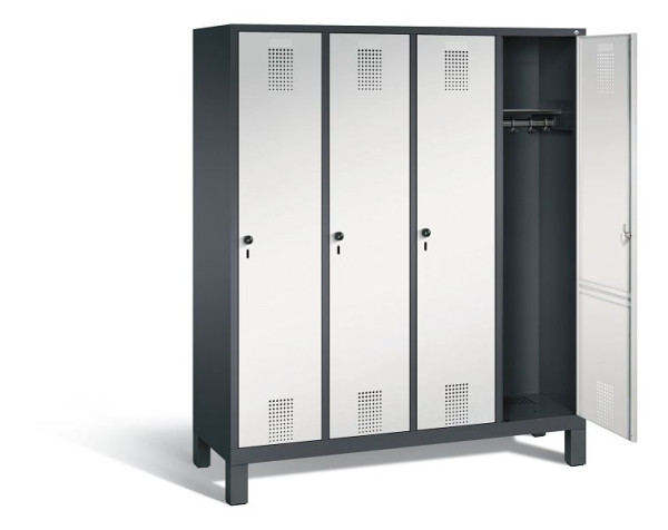 C+P Evolo kleerkast, H1850xB1590xD500mm, kleur: zwartgrijs/lichtgrijs, 48010-42 S10053