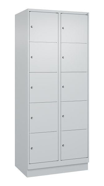 C+P lockerkast Classic PLUS, onderstel, 2 vakken met elk 5 vakken, 1950x800x500mm, 7035/7035, 080020-225 S10009