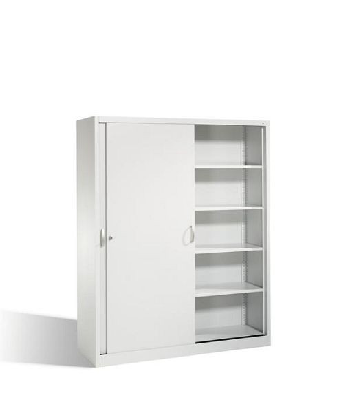 C+P schuifdeurkast Acurado, H1950xB1600xD500mm, kleur: lichtgrijs, beugelgreep, 5 FH, 2150-00 S10099