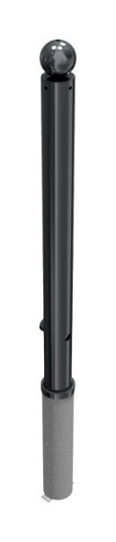 Schake-barrièrestijl paal serie 475B Ø 76 mm, afneembaar, zelfvergrendelend slot met thermisch verzinkte grondhuls, 475FB