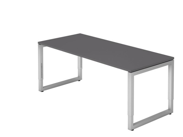 Hammerbacher bureau O-voet vierkant 180x80cm grafiet, rechthoekige vorm met zwevend tafelblad, VRS19/G/S