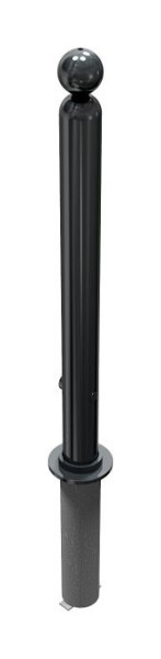 Schake-barrièrestijl paal serie 478B Ø 76 mm, afneembaar, zelfvergrendelend slot met thermisch verzinkte grondhuls, 478FB