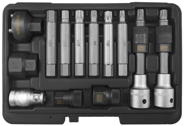 SW-Stahl bitset voor vrijlooppoelie, 1/2", 13-delig, 05257L