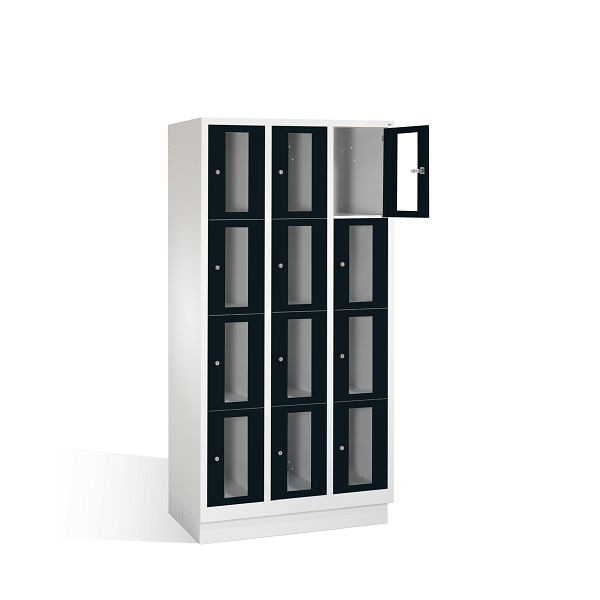 C+P lockerkast Classic, H1800xB900xD500mm, kleur: lichtgrijs / zwartgrijs, 8020A304 S10005