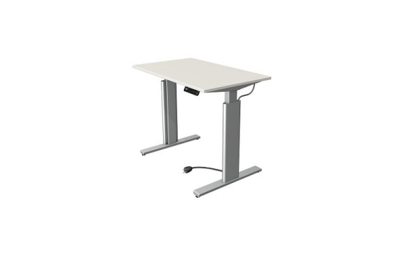 Kerkmann zit/sta tafel Move 3 zilver, B 1000 x D 600 mm, elektrisch in hoogte verstelbaar van 720-1200 mm, wit, 1023010
