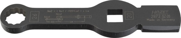 Hazet slagringsleutel, dubbel zeskant, met 2 slagvlakken, hol vierkant 20 mm (3/4 inch), uitwendig dubbel zeskantprofiel, 26 mm, 2872SZ-26