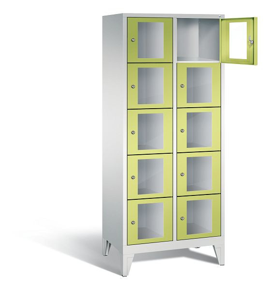 C+P lockerkast Classic, H1850xW810xD500mm, kleur: lichtgrijs / virid groen, 8010A225 S10007