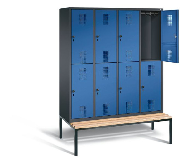 C+P locker dubbeldekker Evolo, H2090xW1590xD810mm, kleur: zwartgrijs / gentiaanblauw, 48350-42 S10129