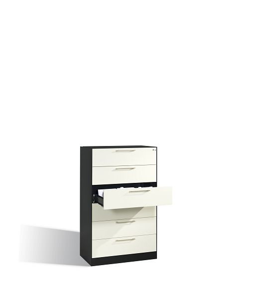C+P archiefkast Asisto, H1310xB800xD435mm, kleur: zwart-grijs, beugelgreep, stalen afdekplaat, 146023-623 S10028