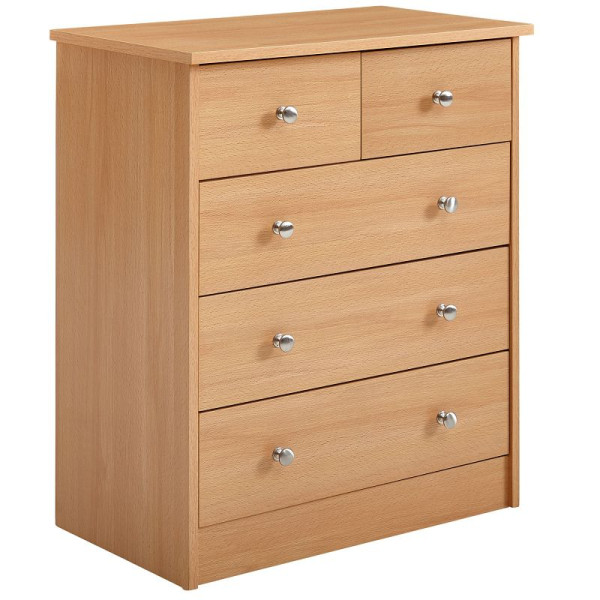 Wohnling Design houten ladekast PRUE 60 x 70 x 35 cm beuken met 5 laden, WL1.338