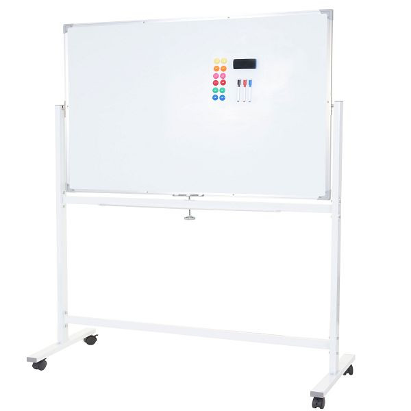 Mendler whiteboard HWC-C85, magneetbord, memobord, prikbord, verrijdbaar, inclusief toebehoren, 150x100cm, 61836