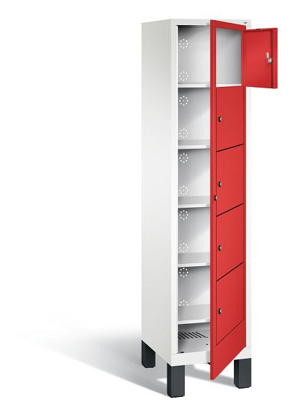 C+P wasverzamelkast Evolo, H1850xB420xD500mm, kleur: verkeerswit / vuurrood, 48060-105 S10146