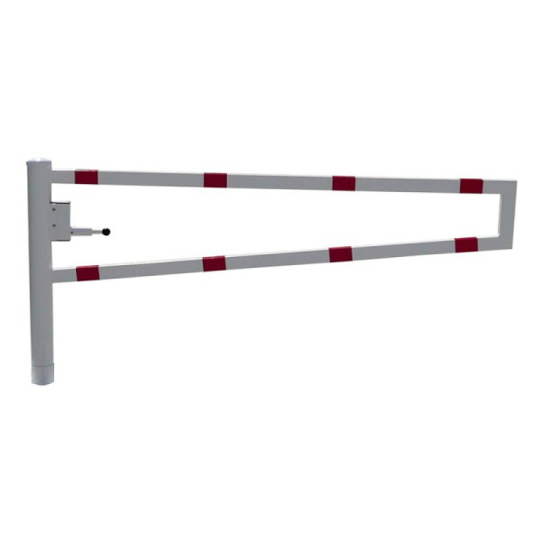 Steen HGS slagboom, 360° draaibaar, 1500 mm / wit met rode reflecterende ringen, DK volgens DIN 3223, inclusief driehoekige sleutel, voor inzetting in beton, 4013.15bf