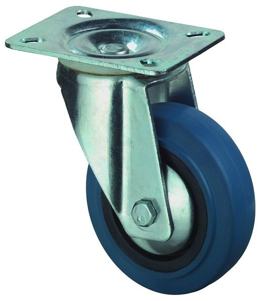 BS rollen transportrol, wielbreedte 26 mm, wiel-Ø 100 mm, draagvermogen 140 kg, blauwe elastische banden, kunststof wiellichaam, rollager, L500.B61.101