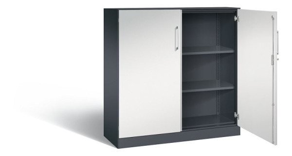 C+P vleugeldeurkast Asisto, H1310xB1200xD435mm, kleur: zwartgrijs/lichtgrijs, beugelgreep, 3 niveaus, 141031-000 S10093