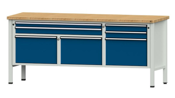 ANKE werkbanken kistwerkbank, model 281 V, 2000 x 700 x 890 mm, RAL 7035/5010, BMP 40 mm, 304.517