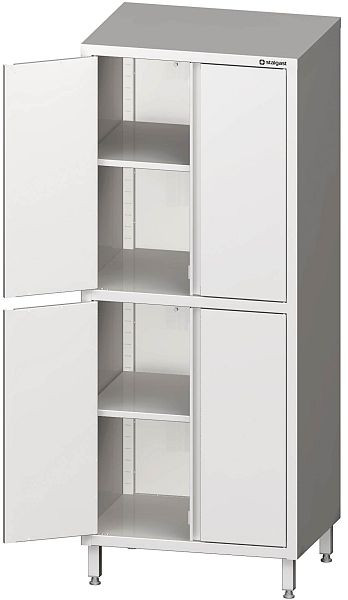 Stalgast Hochschrank mit Flügeltüren, 800x500x2000 mm, mit zwei Schrankräumen, verschweißt, VHK08506