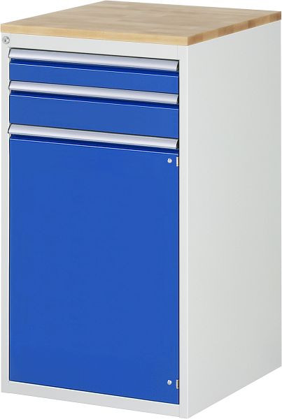 RAU ladekast serie 7000, B580xD650xH1035mm, laden: 1xH90, 1xH120mm, draaideur H720mm, massief beukenhouten blad, 03-L7.12AR-B.11