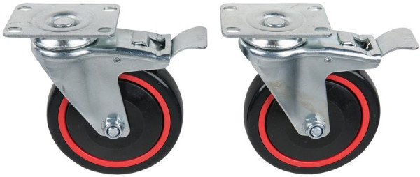 KS Tools RACINGline zwenkwielenset, met rol- en rotatierem, met schroeven, 826.9505