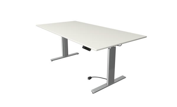 Kerkmann Move 3 zit-/statafel zilver, B 2000 x D 1000 mm, elektrisch in hoogte verstelbaar van 720-1200 mm, wit, 10233510
