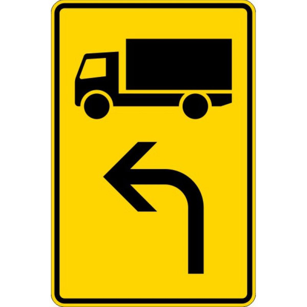 Stenen HGS wegwijzer voor voertuigen met een toegestane totale massa van meer dan 3,5 t (naar links wijzend) nr. 442-10, 630x420mm /RA1/vlakke vorm 2mm, 442-10-111