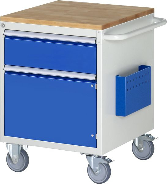 RAU montagewagen serie 7000, B580 x D650 x H795 mm, massief beukenhouten blad, lade: 1xH180 mm, draaideur H360 mm, 15-L3.4AR-B.11