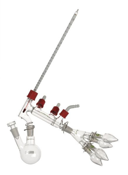 Rettberg Kurzweg distillatieapparaat, glasolijven gemodificeerde Claisen distillatiebrug, 107080003