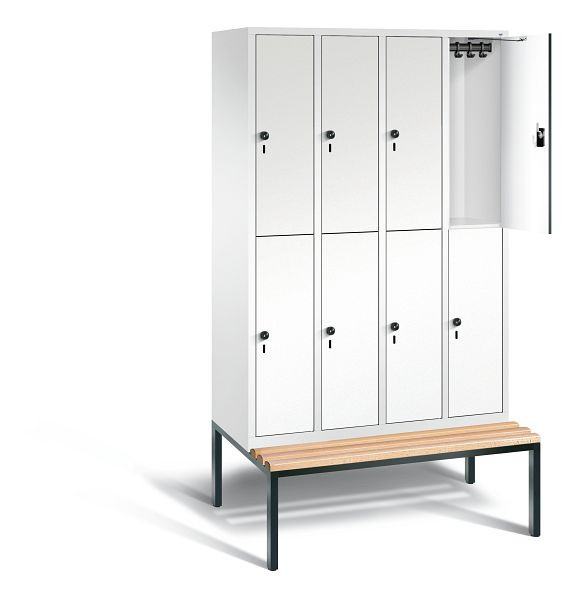 C+P locker, dubbellaags Evolo, H2090xB1190xD815mm, kleur: verkeerswit / decor wit, 48350-40 S10454