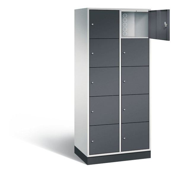 C+P XL lockerkast Intro, H1950xW820xD490mm, kleur: lichtgrijs / zwartgrijs, 8570-202 S10142