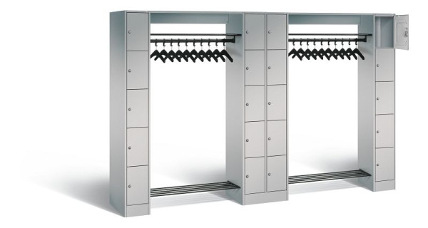 C+P open garderobe serie 8070, H1950xB2840xD480mm, kleur: wit aluminium, 80730-20 S10214