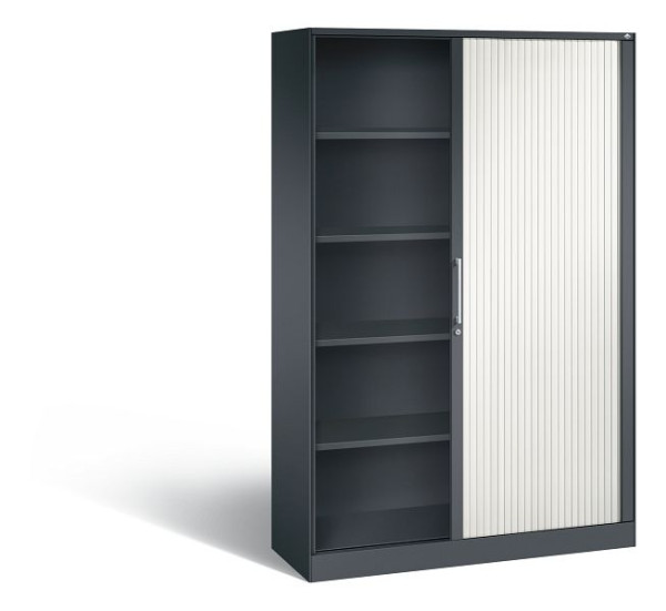 C+P rolluikkast Asisto, H1980xB1200xD435mm, kleur: zwartgrijs / verkeerswit, beugelgreep, 5 niveaus, 143001-000 S10089
