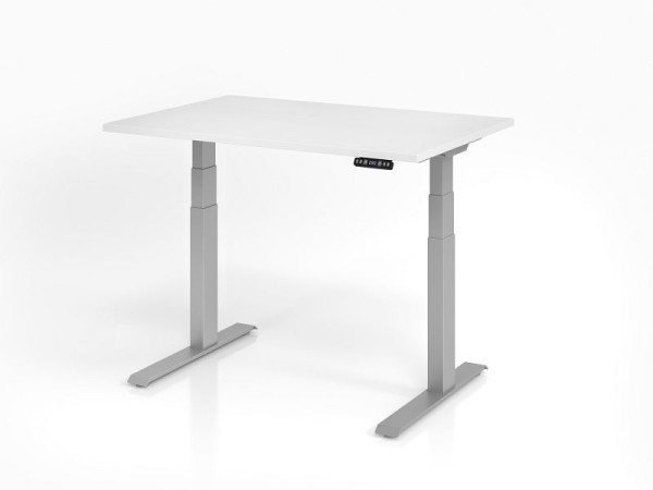 Hammerbacher bureau XDKB12, 120 x 80 cm, blad: wit, 25 mm dik, ABS dikke rand, rechthoekige vorm, VXDKB12/W/S