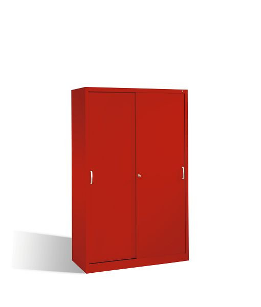C+P schuifdeurkast Acurado, H1950xB1200xD500mm, kleur: vuurrood, beugelgreep, 5 FH, 2050-00 S10242