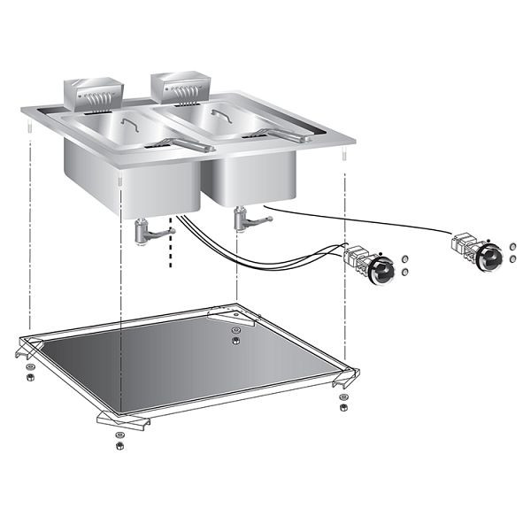 Gastro-Inox inbouw friteuse 10 + 10 liter 10kW, 60cm, 160.521
