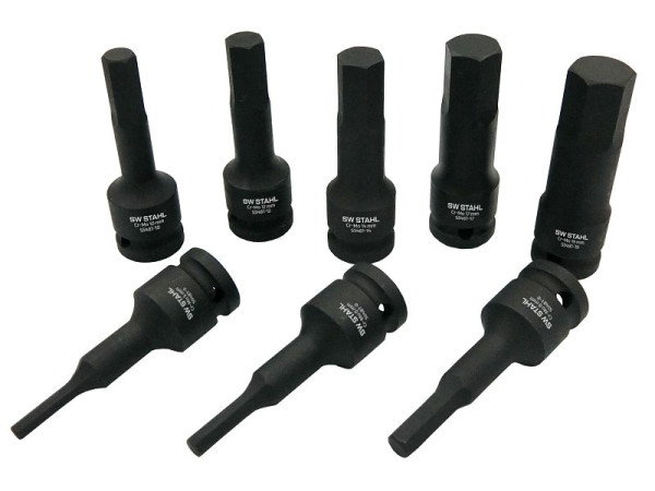 SW-Stahl IMPACT-schroevendraaierbits, 1/2", binnenzeskant, 5-19 mm, 8 stuks, S5481