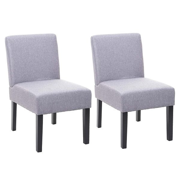 Mendler Set van 2 eetkamerstoelen HWC-F61, stoel loungestoel, stof/textiel, grijs, 70173
