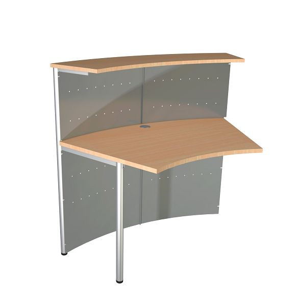 Kerkmann compactbalie Genua aanbouwbalie 45°, B 1180 x D 700 x H 1150 mm, aluminium zilver/beuken, 22399114