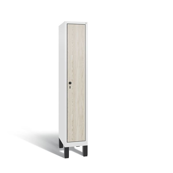 C+P locker Evolo, 1 compartiment, H1850B320D500 mm, Wit/HPL essen, 48010-10 S10130