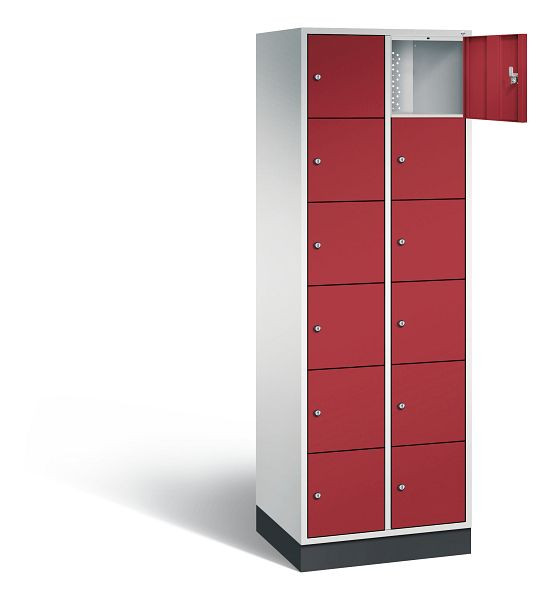 C+P lockerkast Intro, H1950xW620xD490mm, kleur: lichtgrijs/robijnrood, 8670-201 S10005